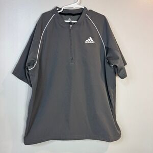 Adidas Kids Youth Pullover Quarter Zip Jacket Gray Short Sleeve Athletic